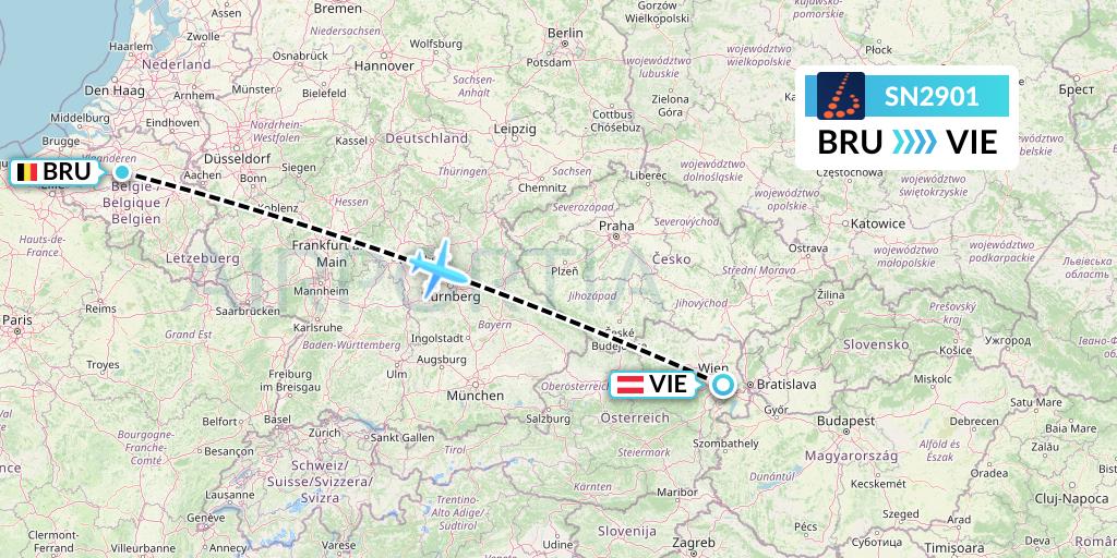 SN2901 Brussels Airlines Flight Map: Brussels to Vienna