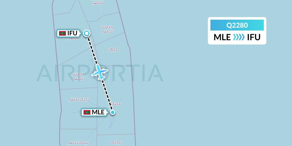 Q2280 Maldivian Flight Map: Male to Ifuru