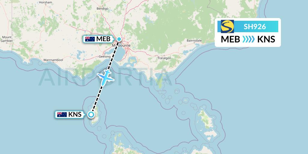 SH926 Sharp Airlines Flight Map: Essendon to King Island