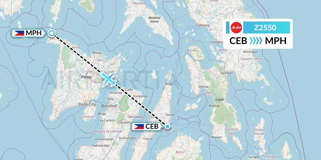 Z2550 Philippines AirAsia Flight Map: Cebu to Caticlan