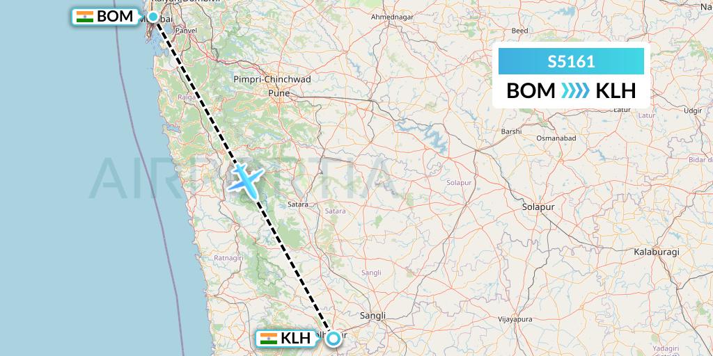 S5161 Star Air Flight Map: Mumbai to India