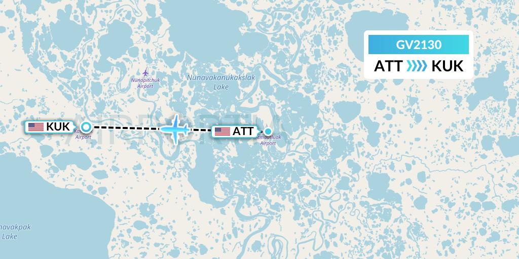 GV2130 Grant Aviation Flight Map: Atmautluak to Kasigluk