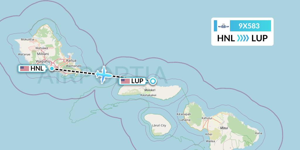 9X583 Southern Airways Express Flight Map: Honolulu to Kalaupapa