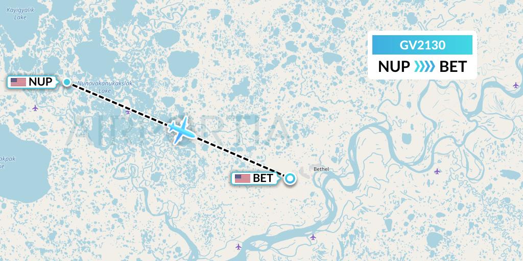 GV2130 Grant Aviation Flight Map: Nunapitchuk to Bethel