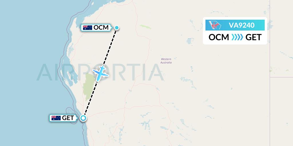 VA9240 Virgin Australia Flight Map: Boolgeeda to Geraldton