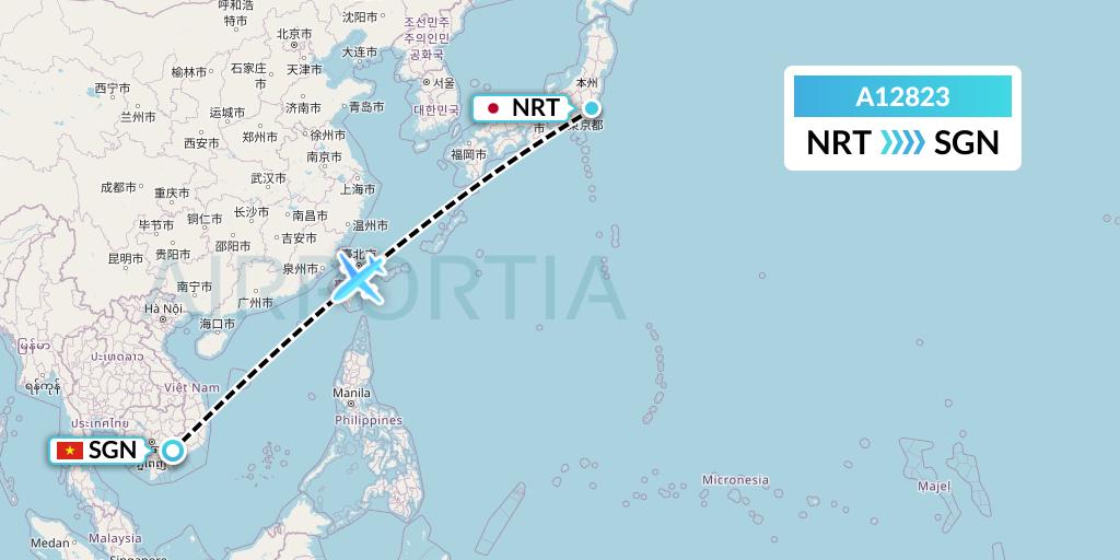 A12823 A.p.g. Distribution Systems Flight Map: Tokyo to Ho Chi Minh City