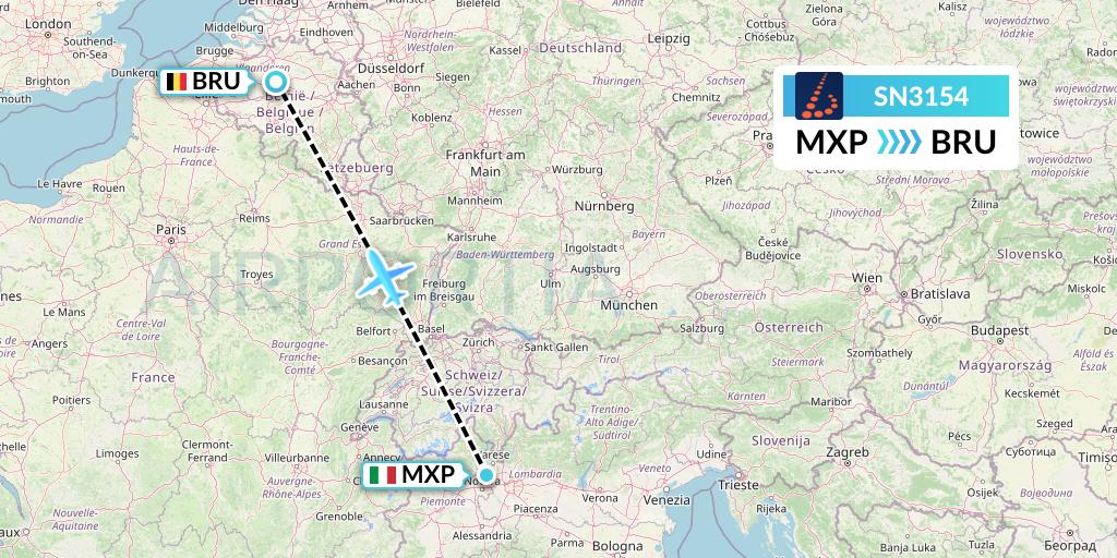 SN3154 Brussels Airlines Flight Map: Milan to Brussels