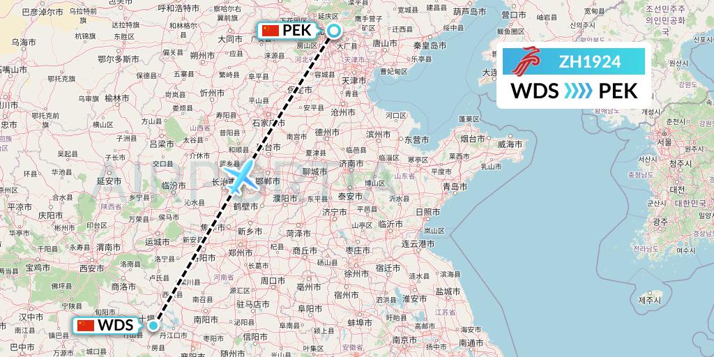 ZH1924 Shenzhen Airlines Flight Map: Shiyan to Beijing