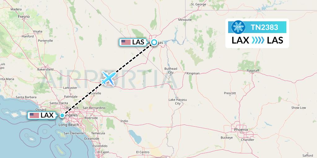 TN2383 Air Tahiti Nui Flight Map: Los Angeles to Las Vegas