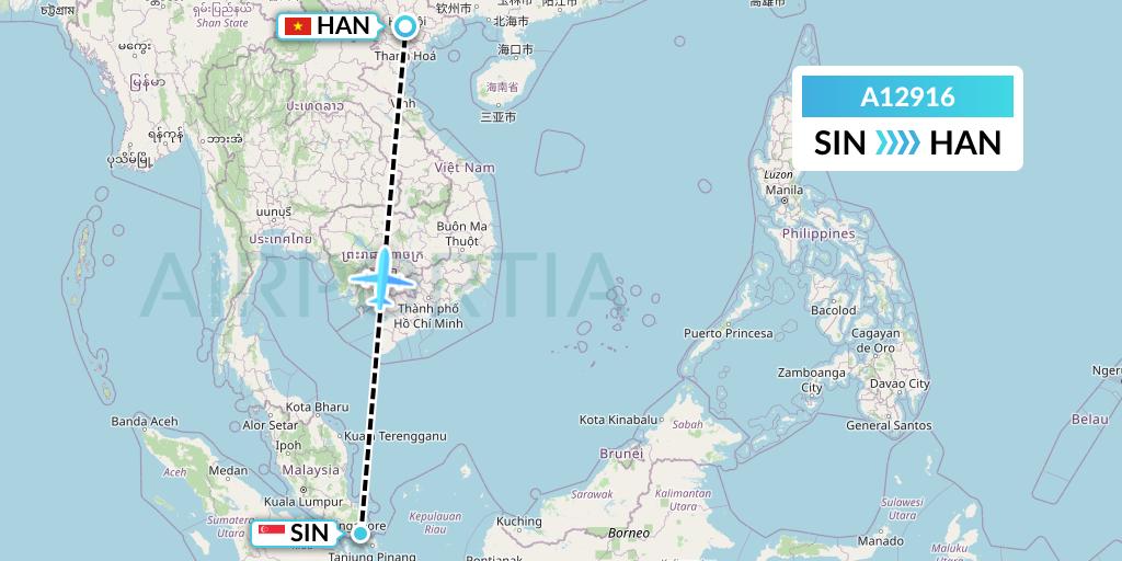 A12916 A.p.g. Distribution Systems Flight Map: Singapore to Hanoi