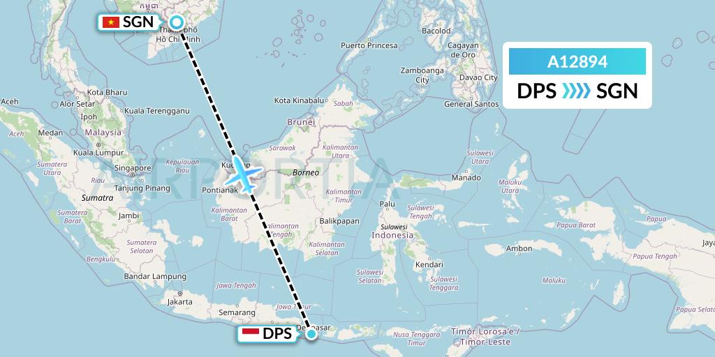 A12894 A.p.g. Distribution Systems Flight Map: Denpasar to Ho Chi Minh City
