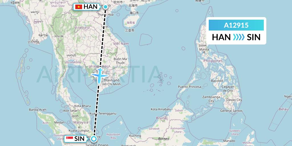 A12915 A.p.g. Distribution Systems Flight Map: Hanoi to Singapore