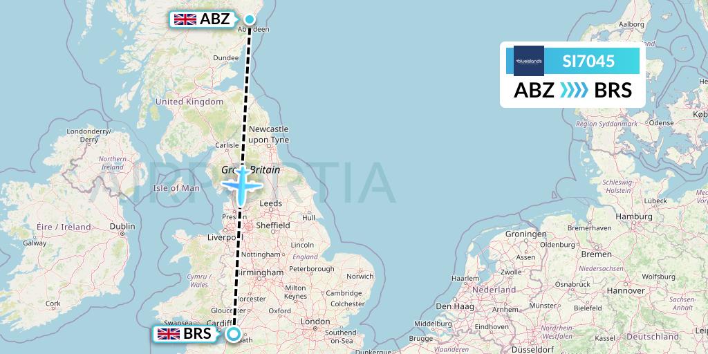 SI7045 Blue Islands Flight Map: Aberdeen to Bristol