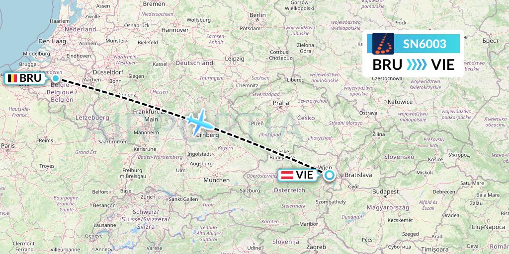SN6003 Brussels Airlines Flight Map: Brussels to Vienna