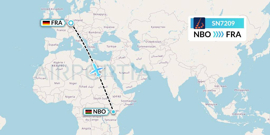SN7209 Brussels Airlines Flight Map: Nairobi to Frankfurt