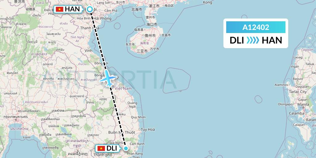 A12402 A.p.g. Distribution Systems Flight Map: Da Lat to Hanoi