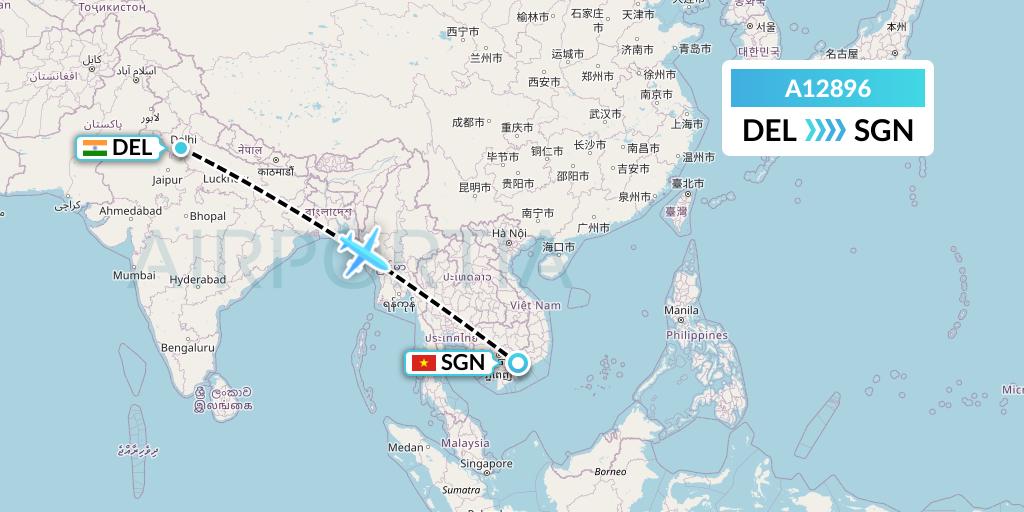 A12896 A.p.g. Distribution Systems Flight Map: Delhi to Ho Chi Minh City