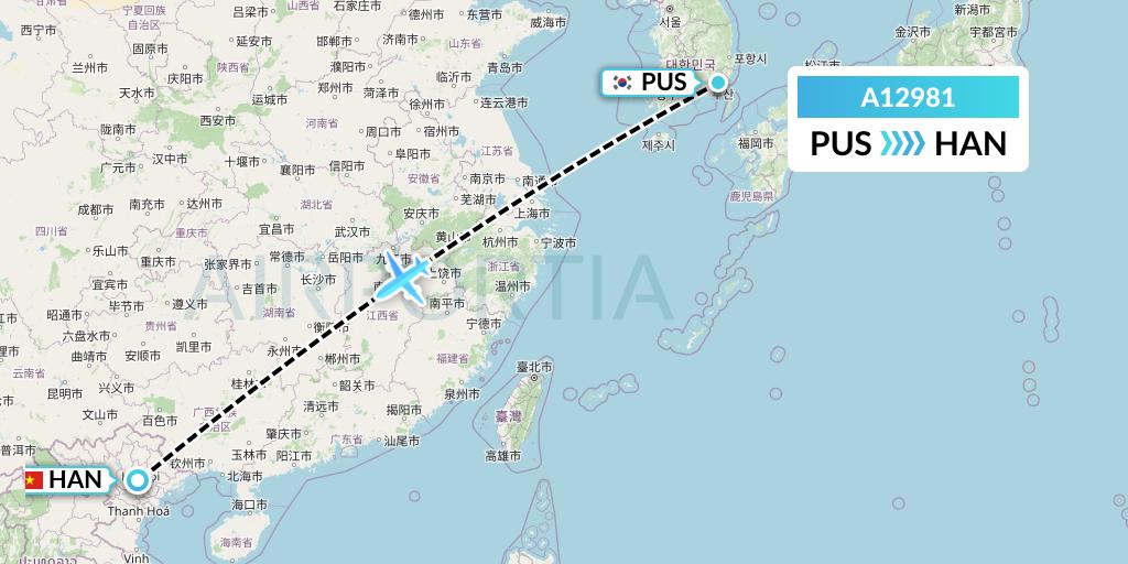 A12981 A.p.g. Distribution Systems Flight Map: Busan to Hanoi