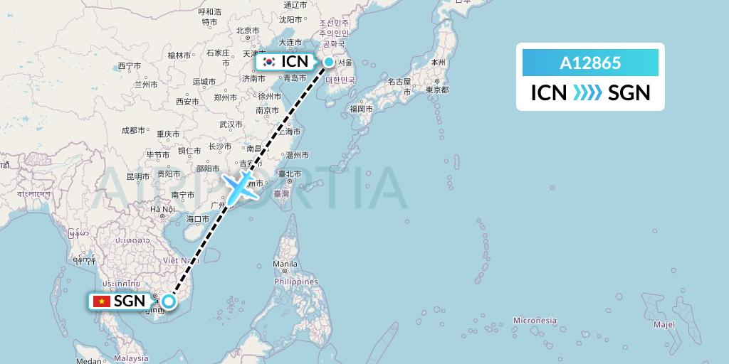 A12865 A.p.g. Distribution Systems Flight Map: Seoul to Ho Chi Minh City