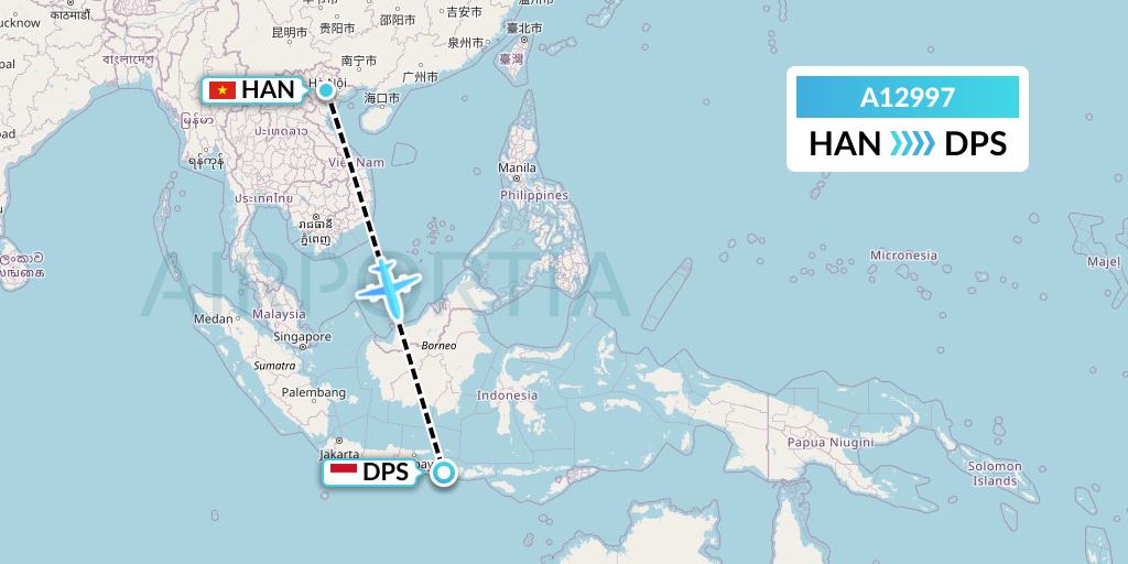 A12997 A.p.g. Distribution Systems Flight Map: Hanoi to Denpasar