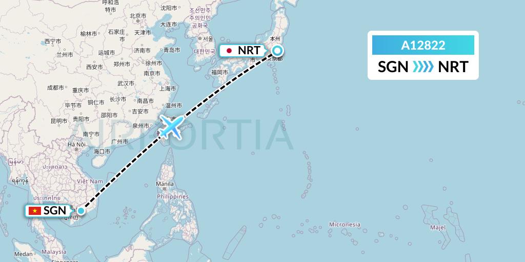 A12822 A.p.g. Distribution Systems Flight Map: Ho Chi Minh City to Tokyo