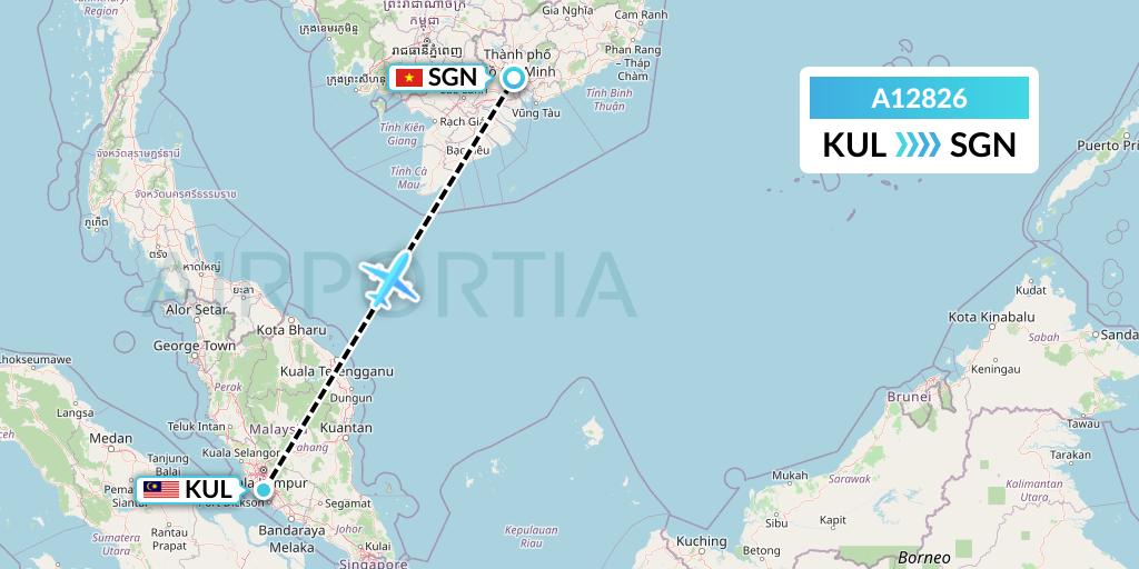 A12826 A.p.g. Distribution Systems Flight Map: Kuala Lumpur to Ho Chi Minh City