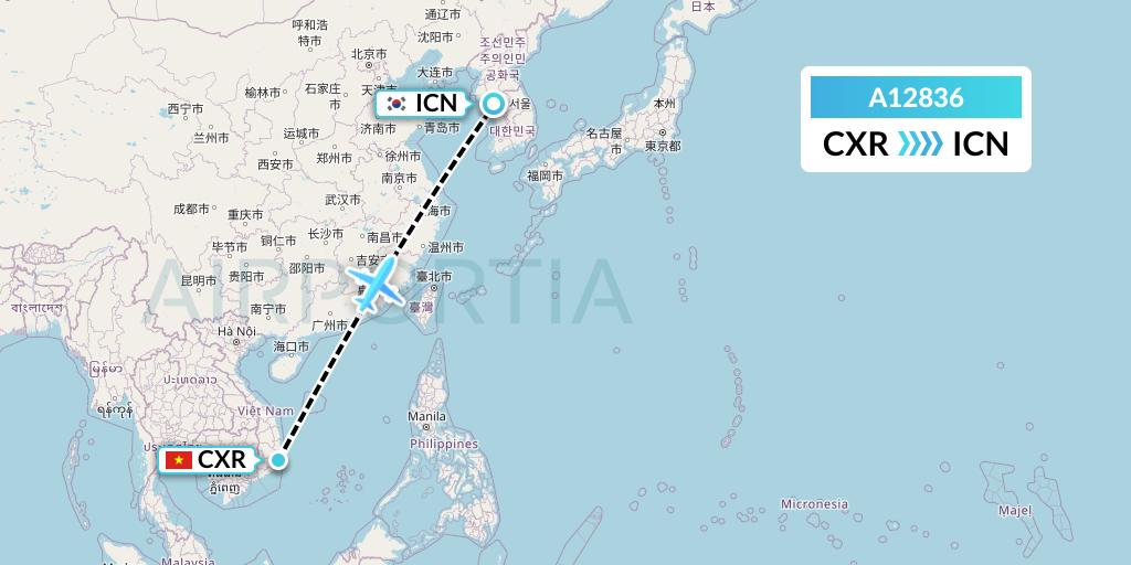 A12836 A.p.g. Distribution Systems Flight Map: Nha Trang to Seoul