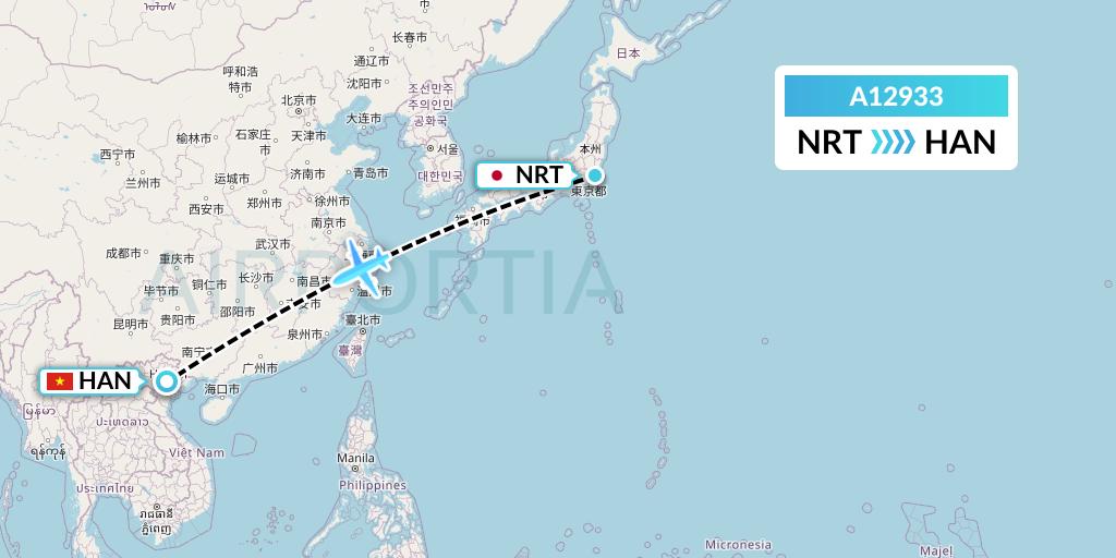 A12933 A.p.g. Distribution Systems Flight Map: Tokyo to Hanoi
