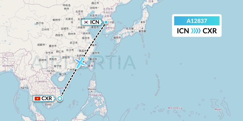 A12837 A.p.g. Distribution Systems Flight Map: Seoul to Nha Trang