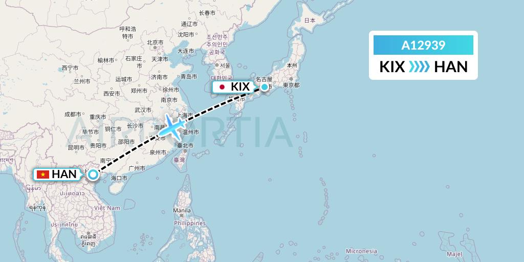 A12939 A.p.g. Distribution Systems Flight Map: Osaka to Hanoi