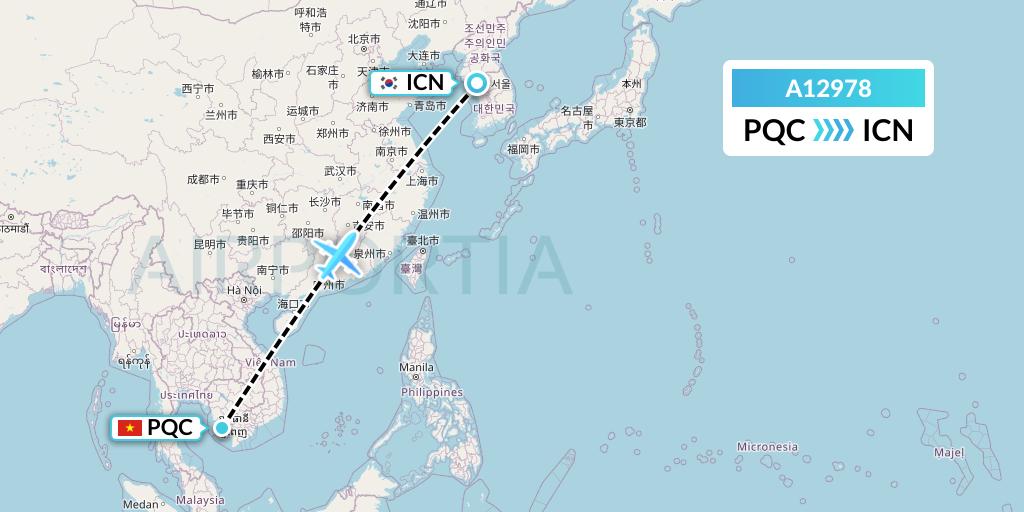 A12978 A.p.g. Distribution Systems Flight Map: Phu Quoc to Seoul