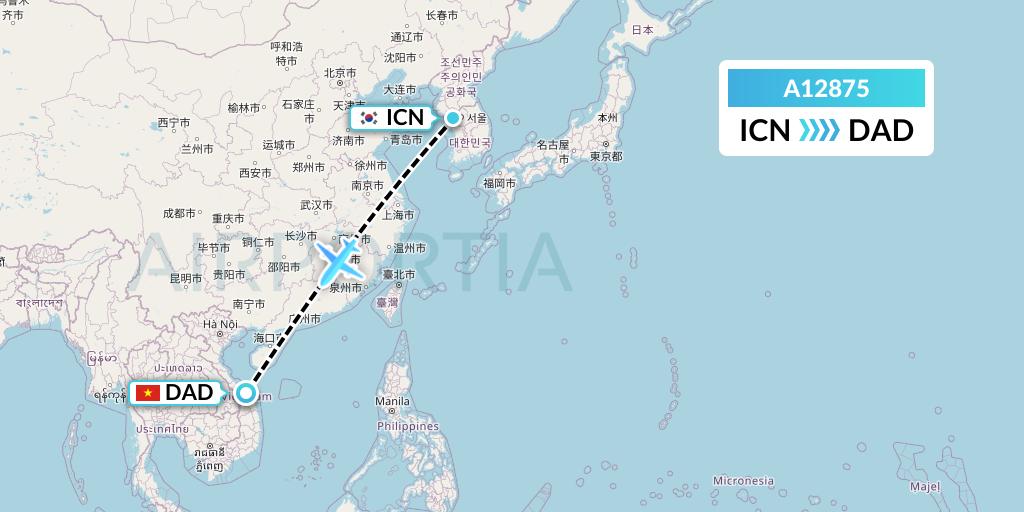 A12875 A.p.g. Distribution Systems Flight Map: Seoul to Da Nang