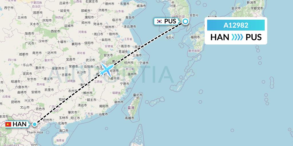 A12982 A.p.g. Distribution Systems Flight Map: Hanoi to Busan