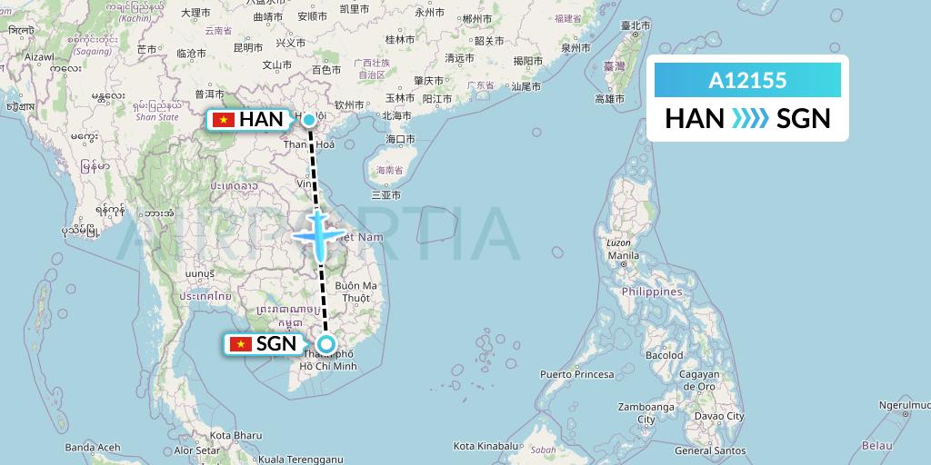 A12155 A.p.g. Distribution Systems Flight Map: Hanoi to Ho Chi Minh City