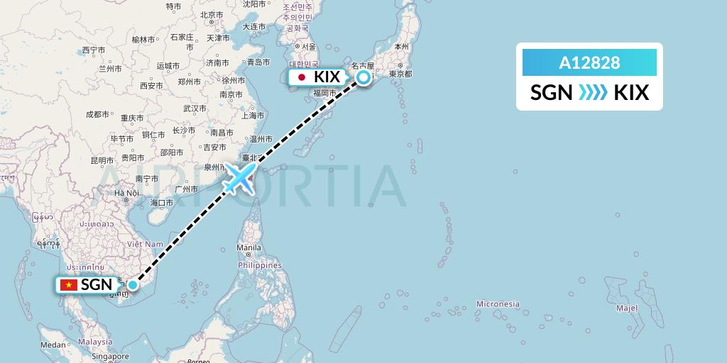 A12828 A.p.g. Distribution Systems Flight Map: Ho Chi Minh City to Osaka
