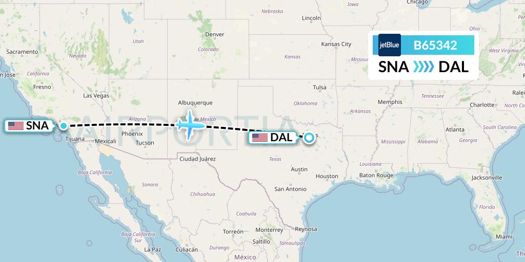 B65342 Flight Status JetBlue Airways Orange County to Dallas (JBU5342)