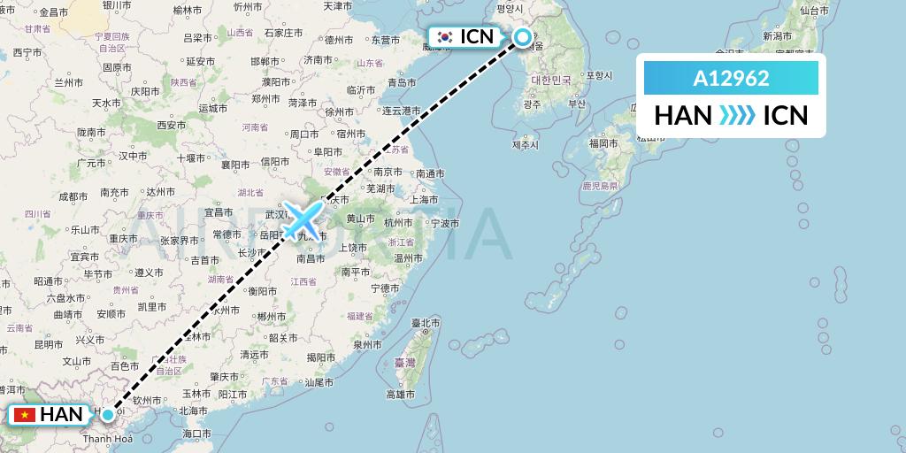 A12962 A.p.g. Distribution Systems Flight Map: Hanoi to Seoul