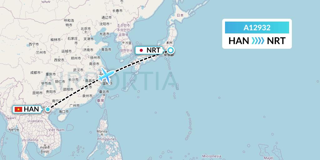 A12932 A.p.g. Distribution Systems Flight Map: Hanoi to Tokyo