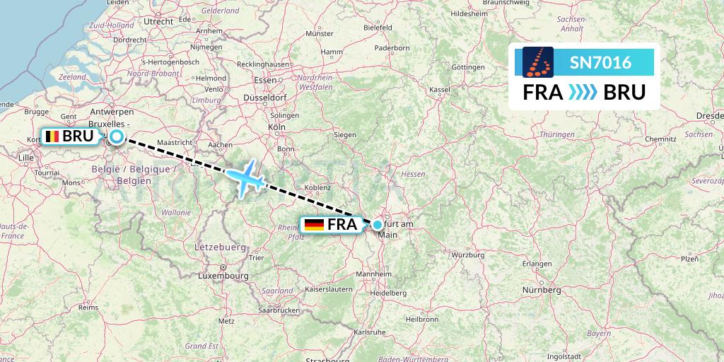 SN7016 Brussels Airlines Flight Map: Frankfurt to Brussels