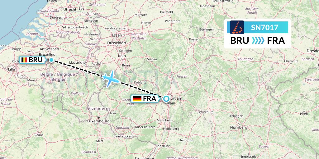 SN7017 Brussels Airlines Flight Map: Brussels to Frankfurt