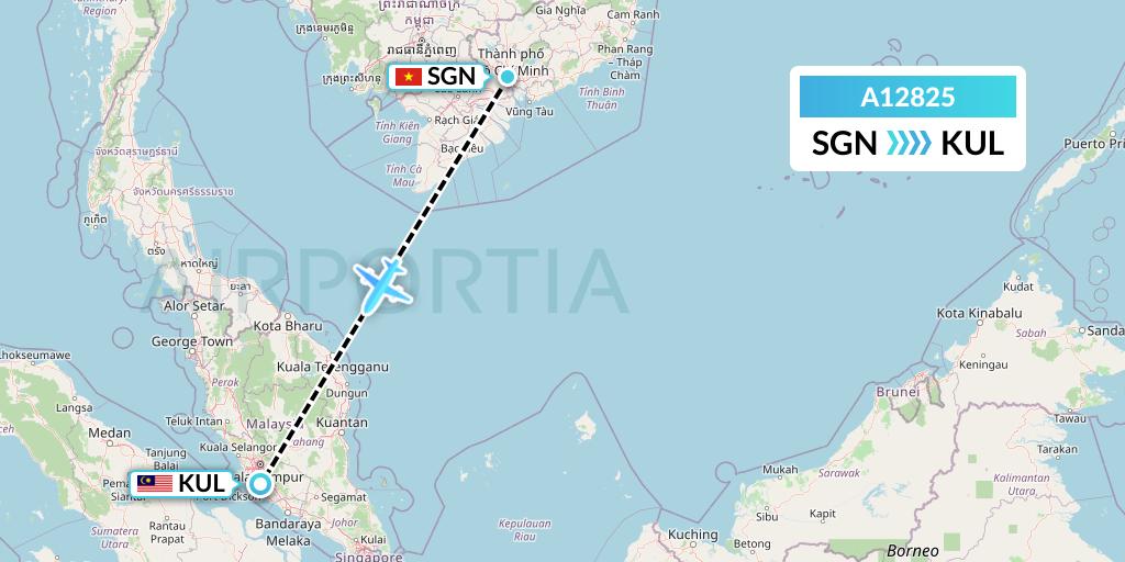 A12825 A.p.g. Distribution Systems Flight Map: Ho Chi Minh City to Kuala Lumpur