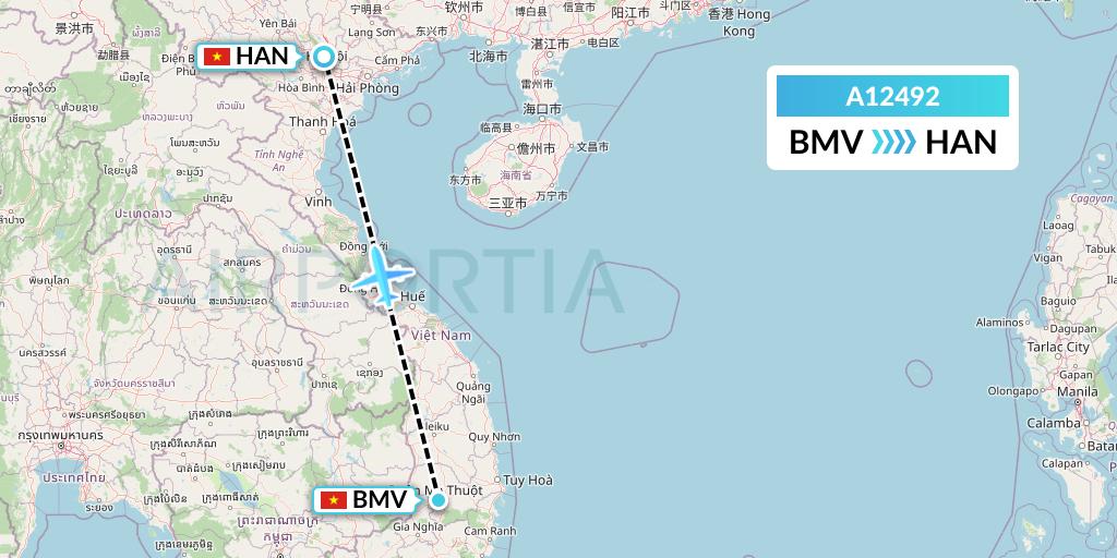 A12492 A.p.g. Distribution Systems Flight Map: Buon Ma Thuot to Hanoi