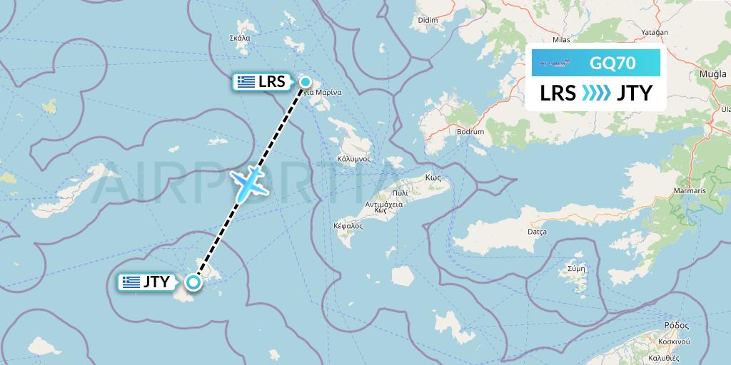 GQ70 Sky Express (Greece) Flight Map: Leros to Astypalaia Island