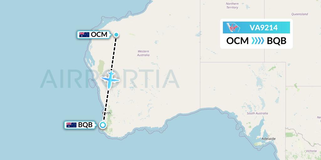 VA9214 Virgin Australia Flight Map: Boolgeeda to Busselton