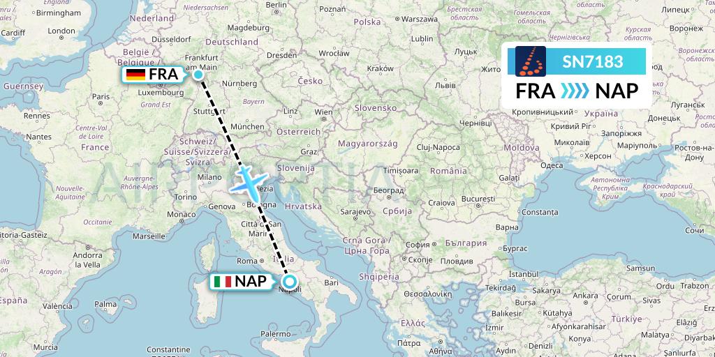 SN7183 Brussels Airlines Flight Map: Frankfurt to Naples
