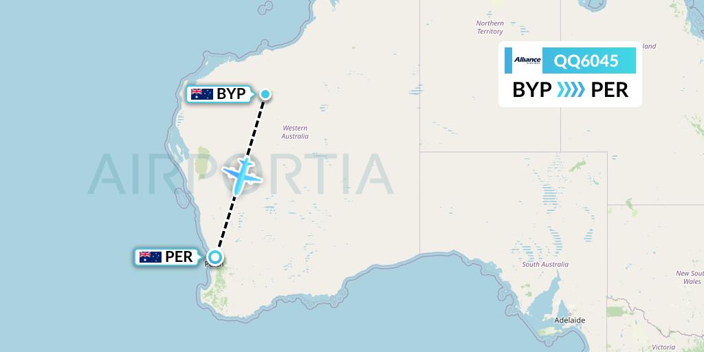 QQ6045 Alliance Airlines Flight Map: Barimunya to Perth