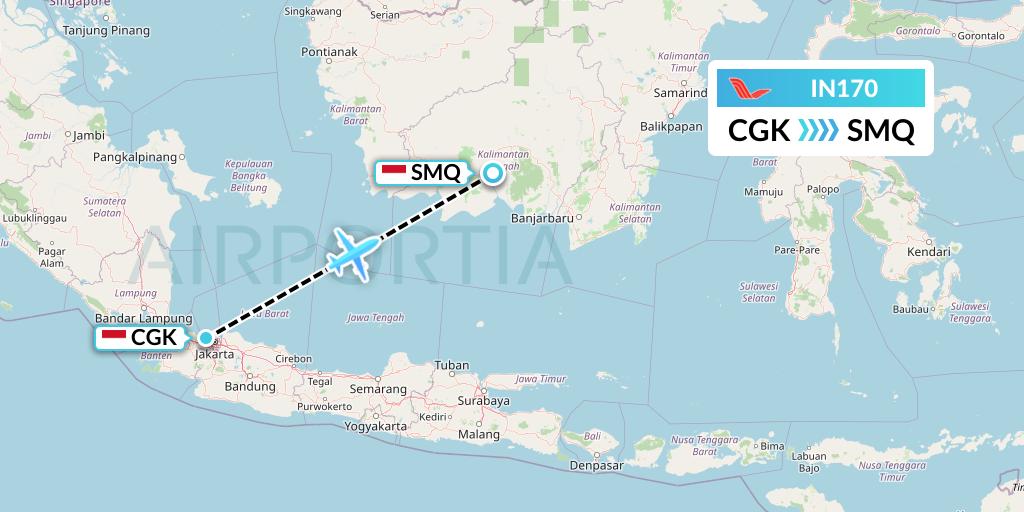 IN170 NAM Air Flight Map: Jakarta to Sampit Airport