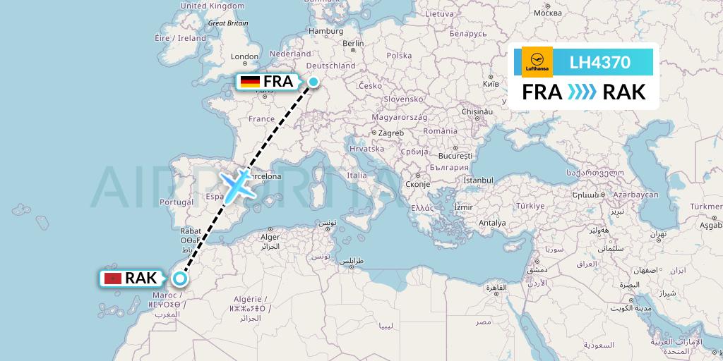 LH4370 Lufthansa Flight Map: Frankfurt to Marrakesh