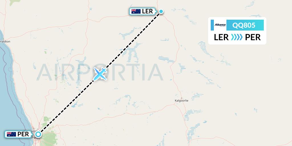 QQ805 Alliance Airlines Flight Map: Leinster to Perth