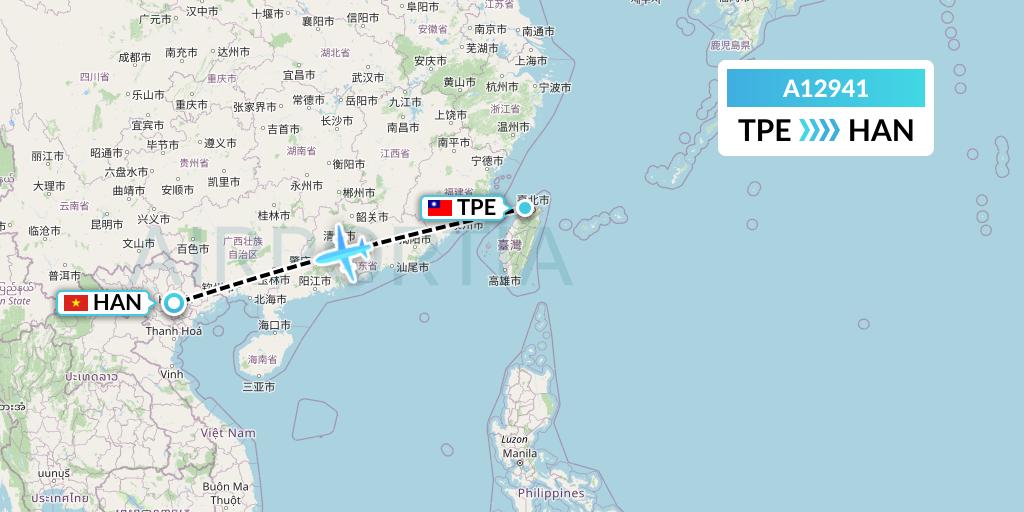 A12941 A.p.g. Distribution Systems Flight Map: Taipei to Hanoi